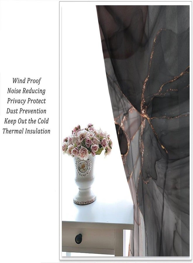 JADERYS Marble Blackout Curtains Abstract Marble Modern Luxury Black Pink Gold Liquid Art Print for Girls Women Bedroom Living Room Decor Rod Pocket Window Drape 42x45in - Image 4